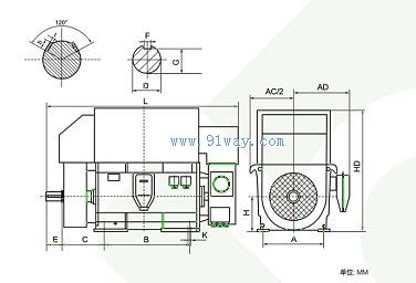 YRKS系列绕线转子高压三相异步电动机(10kV/H355-630)安装尺寸